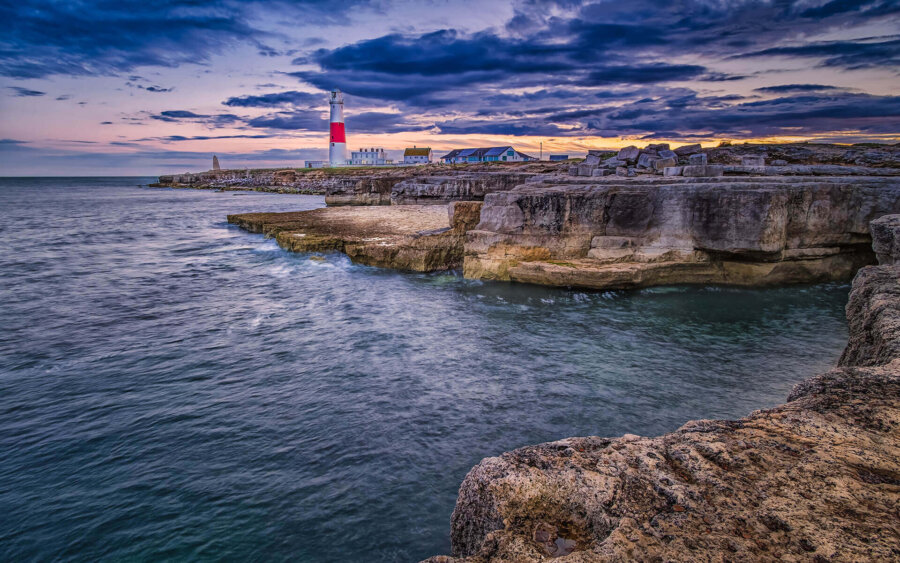 Portland Bill Lighthouse after sunset