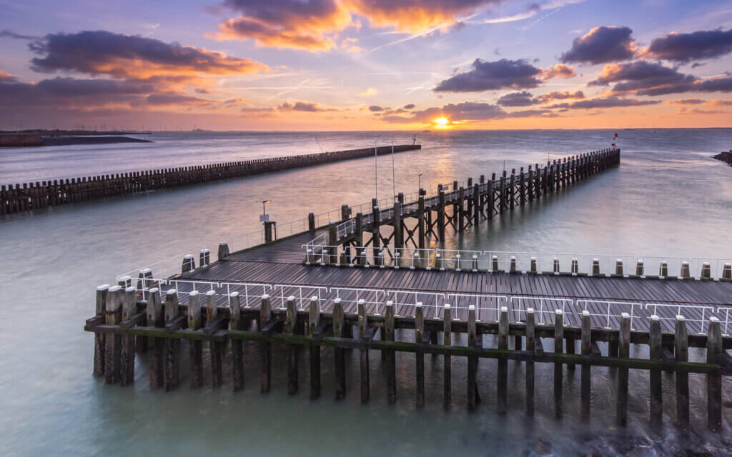 A wonderful sunrise at the harbor of Vlissingen.