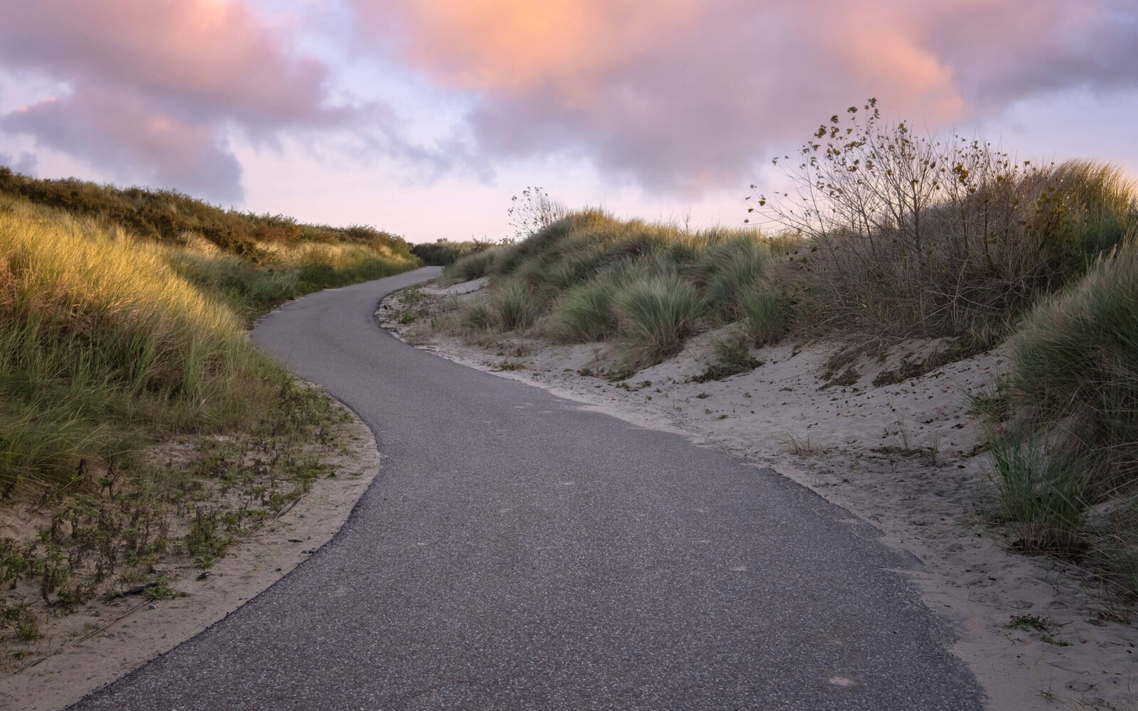 A path through the dunes during sunset at Breksens.