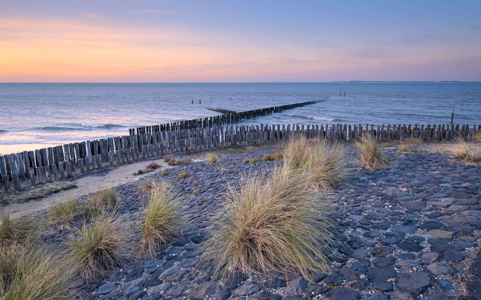 Nieuwesluis During sunset on the dike overlooking the North Sea at Nieuwesluis.