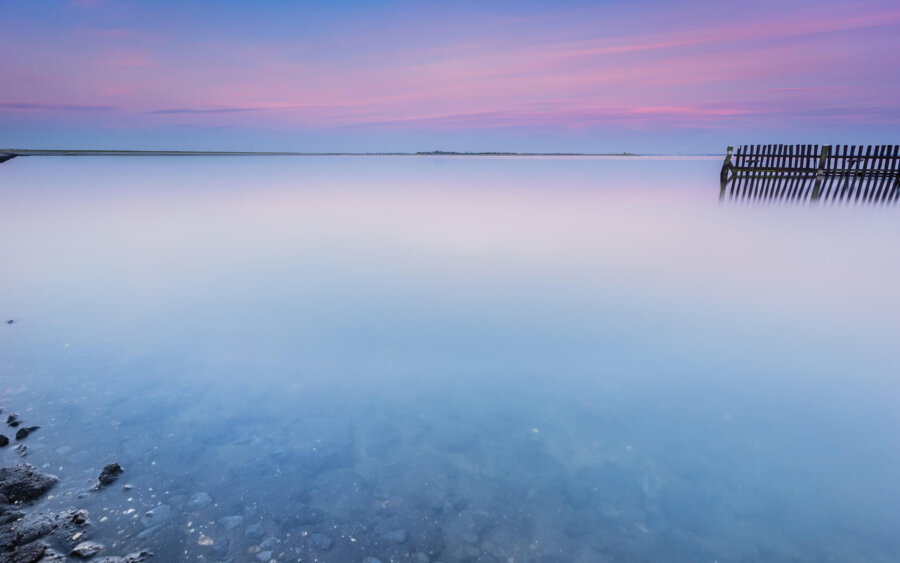 The port of Strijenham, at sunset, on the Oosterschelde.
