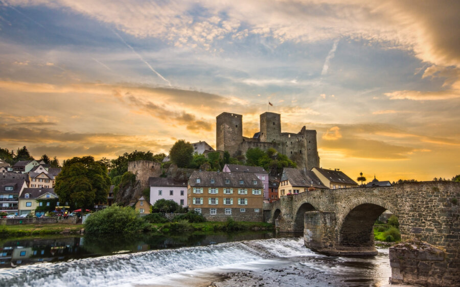 Runkel Castle towers above the village, along the River Lahn.