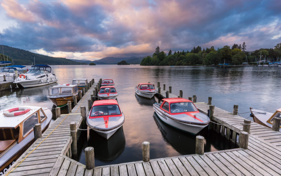 At the end of a beautiful day at Windermere in the Lake District, Cumbria.