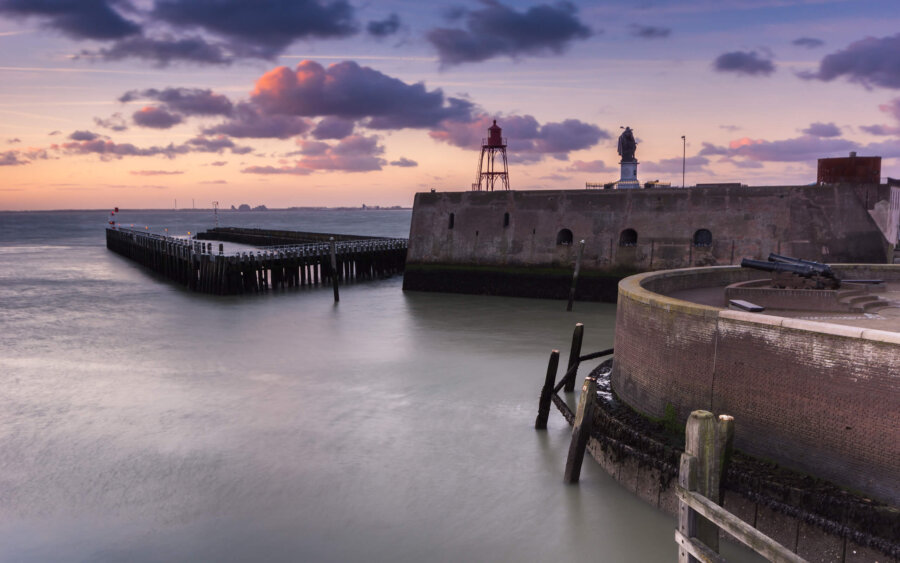 Vlissingen On a beautiful winter morning, just before sunrise at Keizersbolwerk in Vlissingen.
