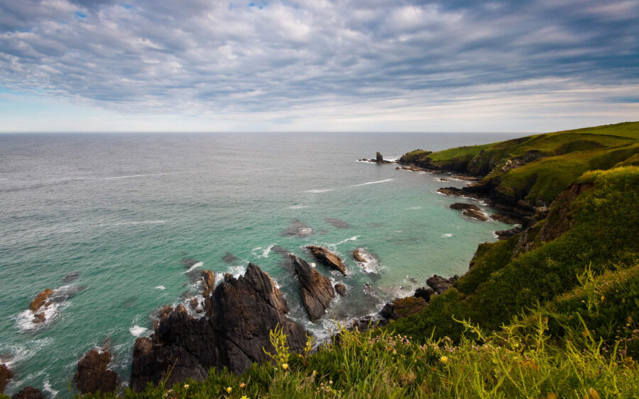 The beautiful Housel Bay in South Cornwall. Beautiful rugged coastline.