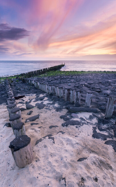 A calm and beautiful sunset at the coast of Westkapelle.