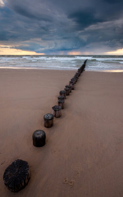 A rain shower over the North Sea, off the coast of Burgh-Haamstede.