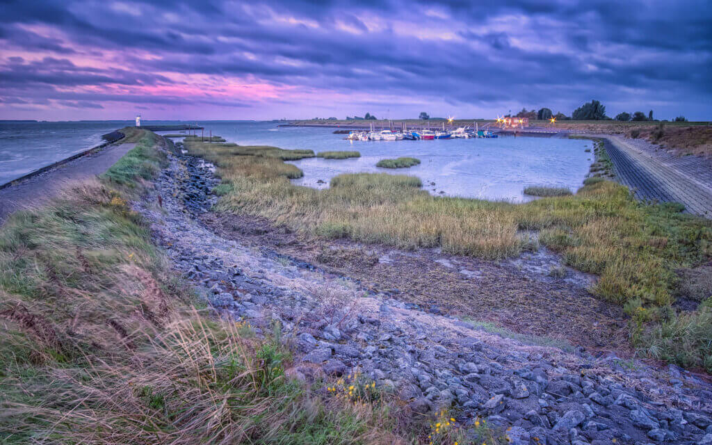 The harbour of Hoedekenskerke, on the Western Scheldt, in the early morning light.