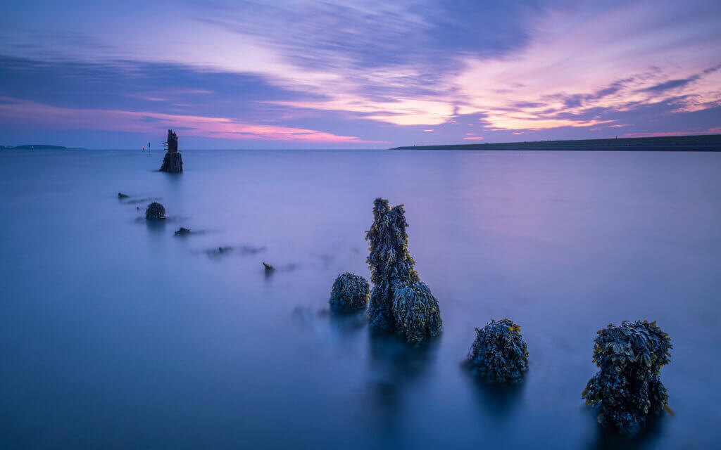 On a beautiful morning at sunrise at the shipwreck of Katse Veer, Wilhelminadorp in Zeeland.