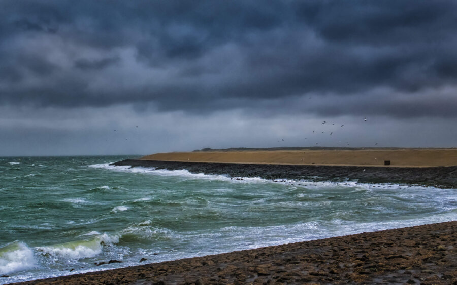 Neeltje Jans On a stormy day on the coast of the Storm Surge Barrier at Neeltje Jans.